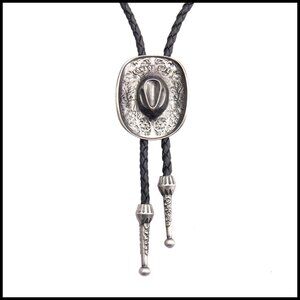 Turquoise Stone Bolo Tie Leather Rope Western Cowboy Unisex Accessory Gift